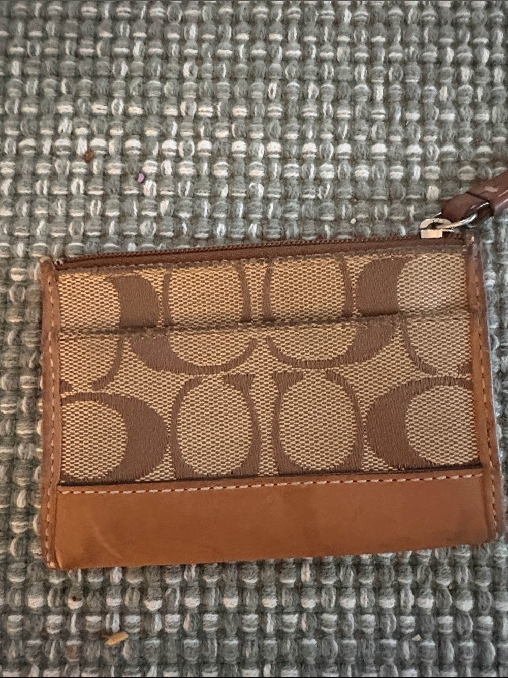 Coach Brown Signature Canvas Wristlet Card Case